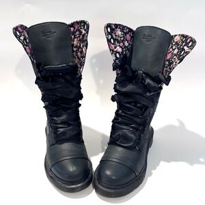 Dr. Martens Triumph 1914 Floral Lined Fold Down Combat Boots Women's Size 5